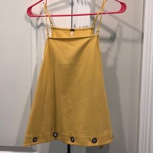 Free people, mustard blouse with grommet, detail, and side tie
